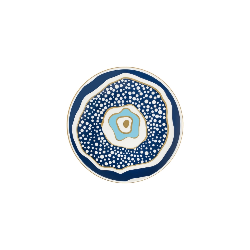 24-delige serviesset, wit/blauw/goud, porselein