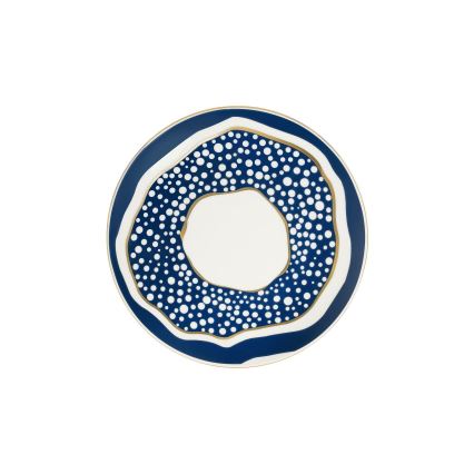 24-delige serviesset, wit/blauw/goud, porselein