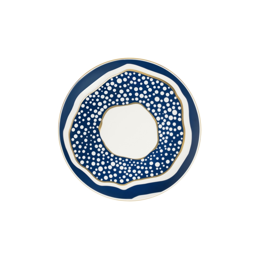 24-delige serviesset, wit/blauw/goud, porselein