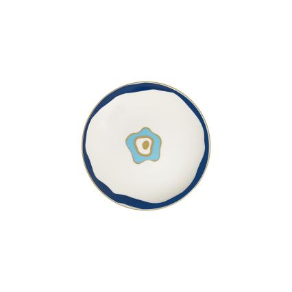 24-delige serviesset, wit/blauw/goud, porselein
