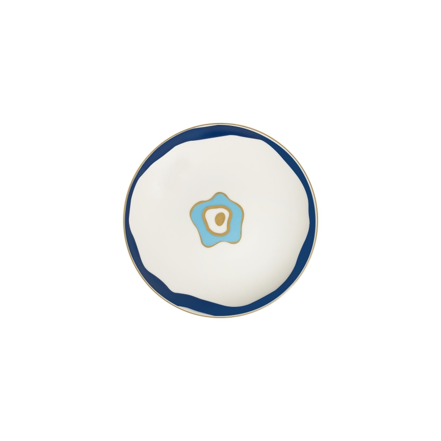 24-delige serviesset, wit/blauw/goud, porselein
