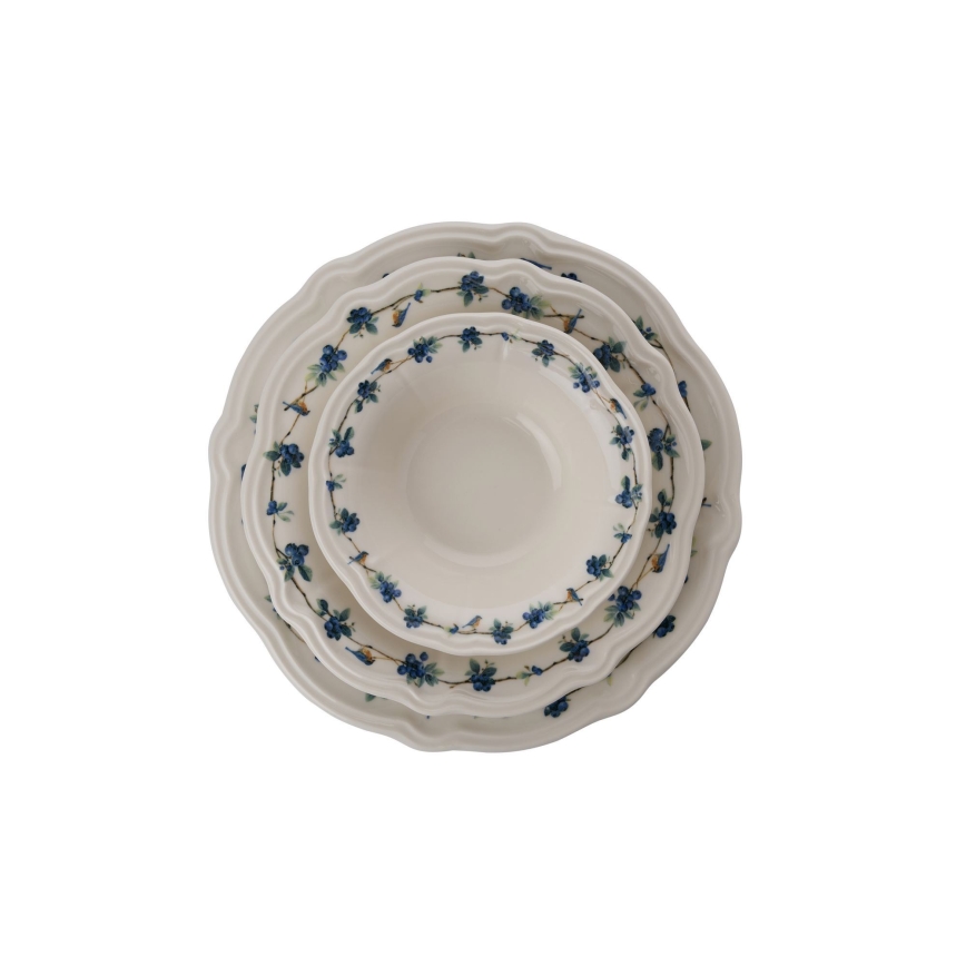 24-delige serviesset wit/blauw/porselein