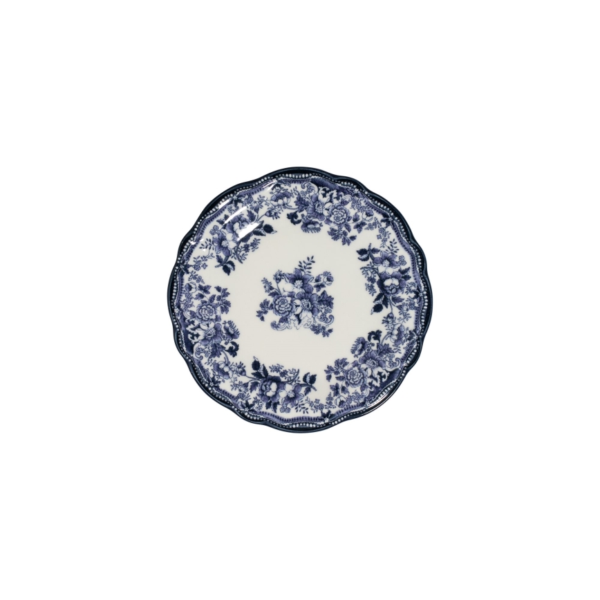24-delige serviesset, wit/blauw, porselein