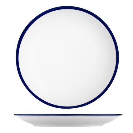 24-delige serviesset, wit/blauw, van porselein