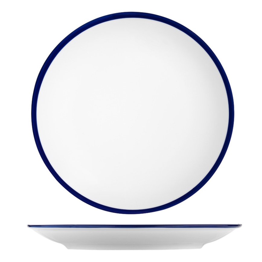 24-delige serviesset, wit/blauw, van porselein