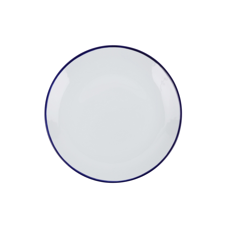 24-delige serviesset, wit/blauw, van porselein