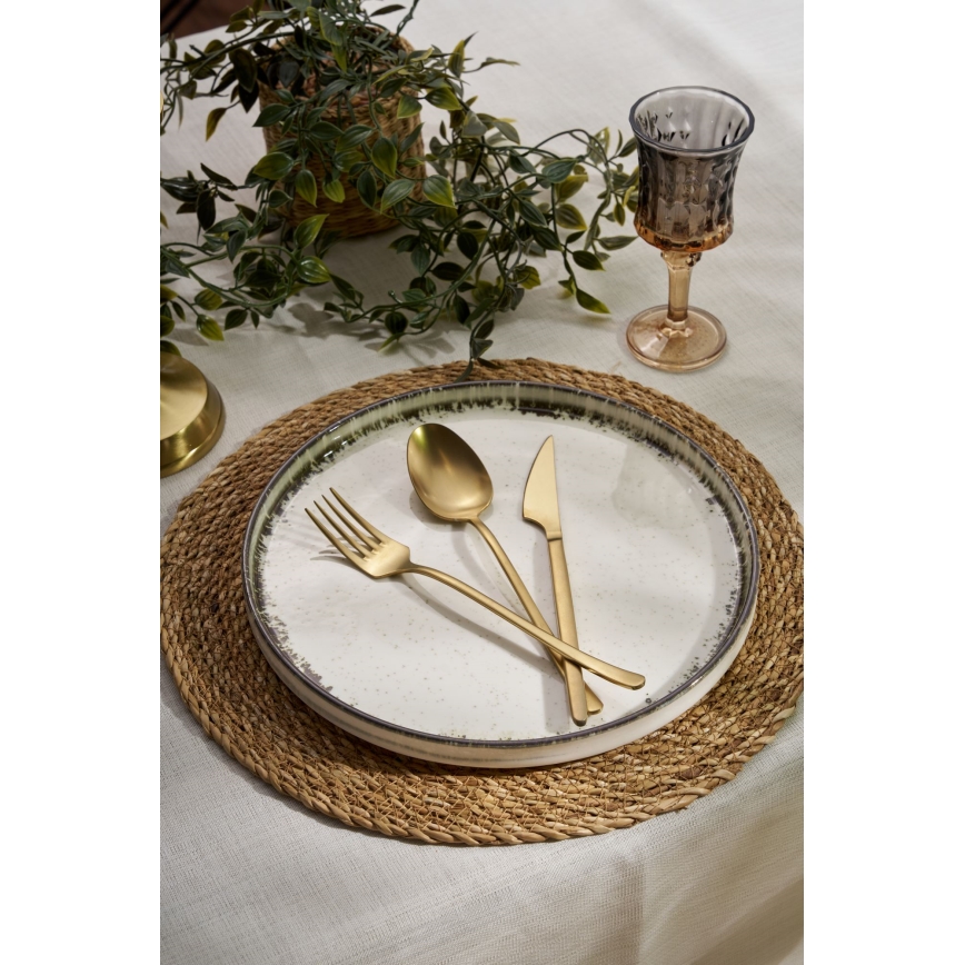 24-delige serviesset, wit/bruin, porselein