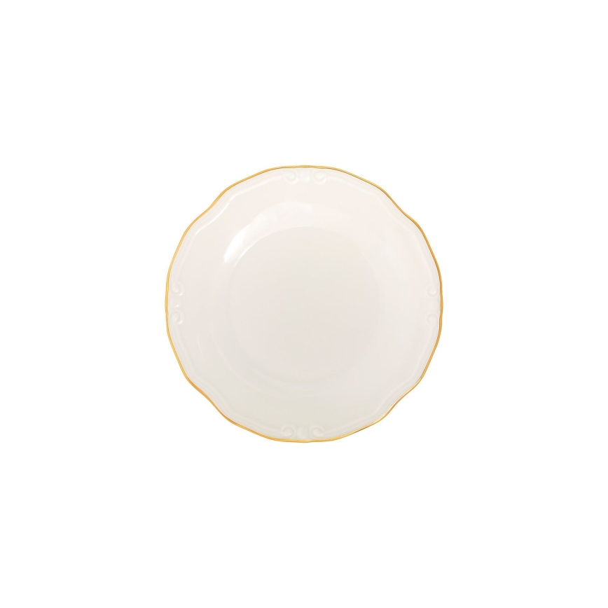 24-delige serviesset, wit/goud, porselein