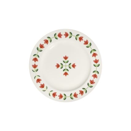 24-delige serviesset, wit/rood/groen, porselein