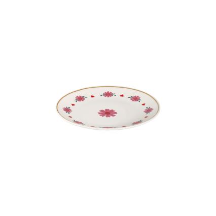 24-delige serviesset, wit/rood/groen, porselein