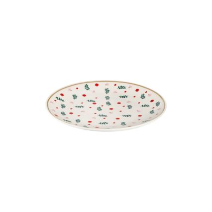 24-delige serviesset, wit/rood/groen, porselein
