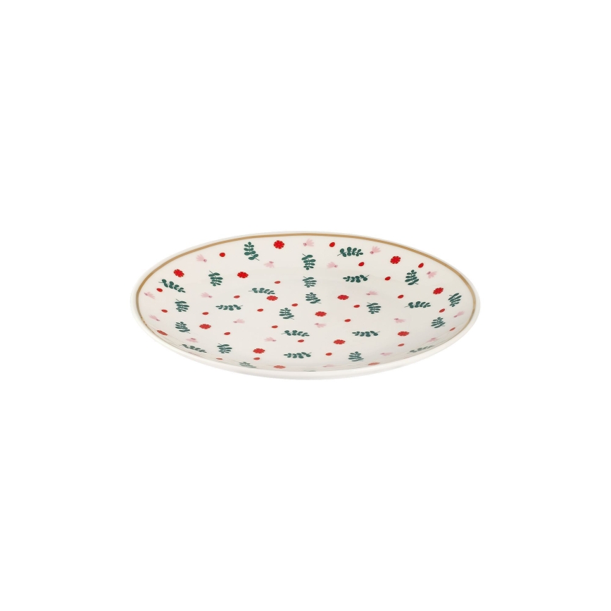 24-delige serviesset, wit/rood/groen, porselein