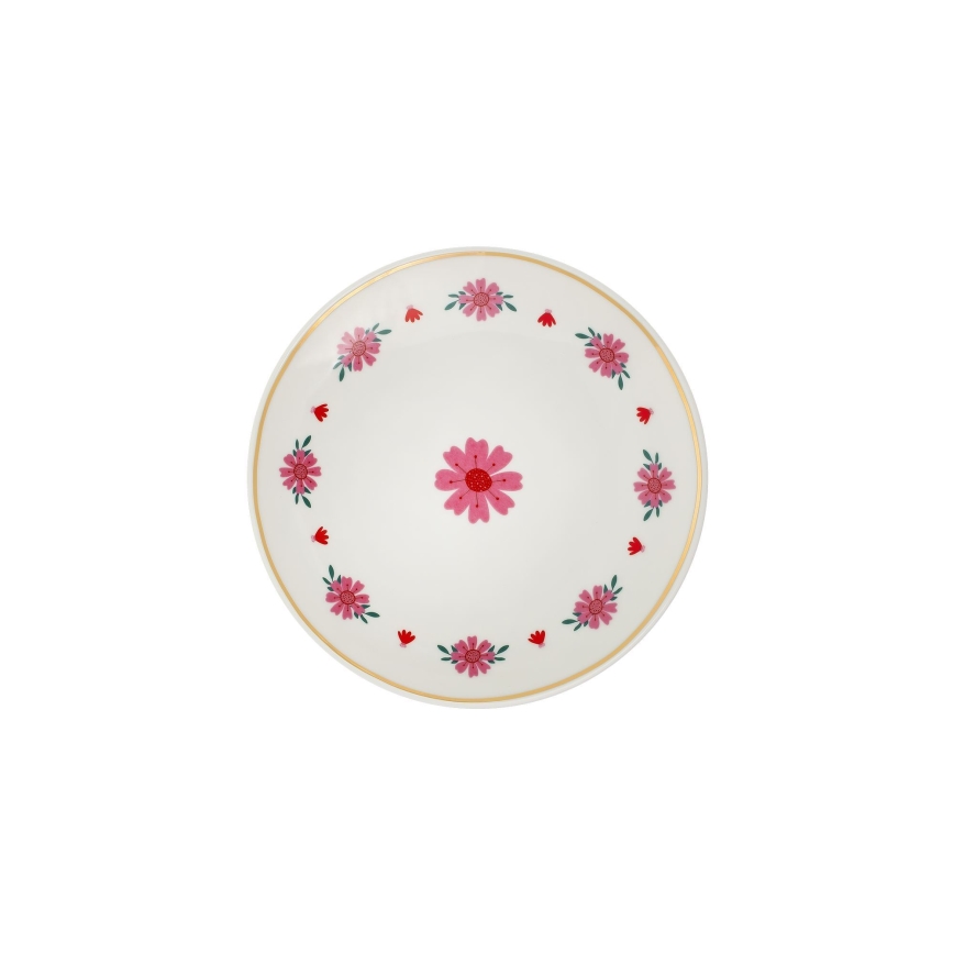 24-delige serviesset, wit/rood/groen, porselein