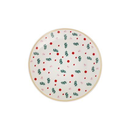 24-delige serviesset, wit/rood/groen, porselein