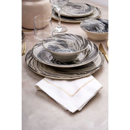 24-delige serviesset zwart/beige/keramiek