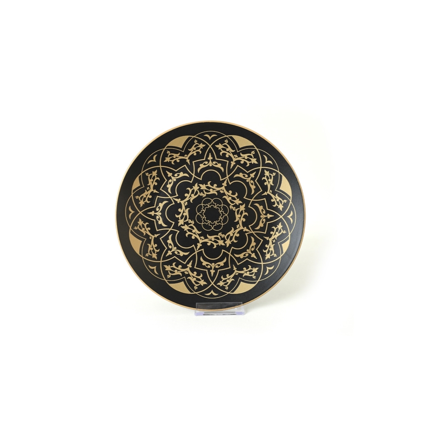 24-delige serviesset, zwart/goud, keramiek