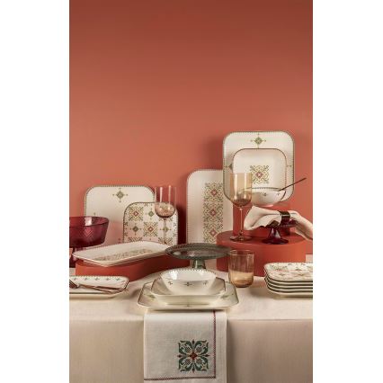 26-delig eetservies, wit/groen, porselein