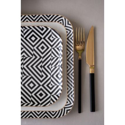 26-delig eetservies, wit/zwart/porselein