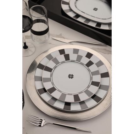 27-delig porseleinen servies, wit/grijs