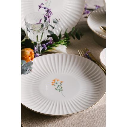 27-delige porseleinen serviesset, wit/goud