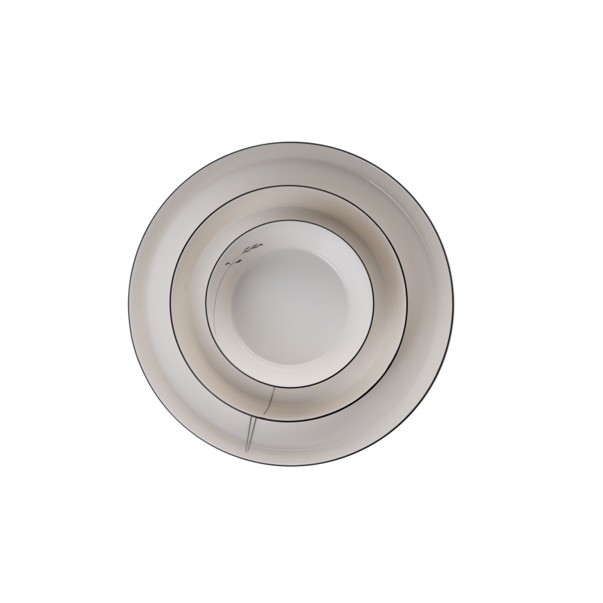 27-delige serviesset van porselein, wit/zwart