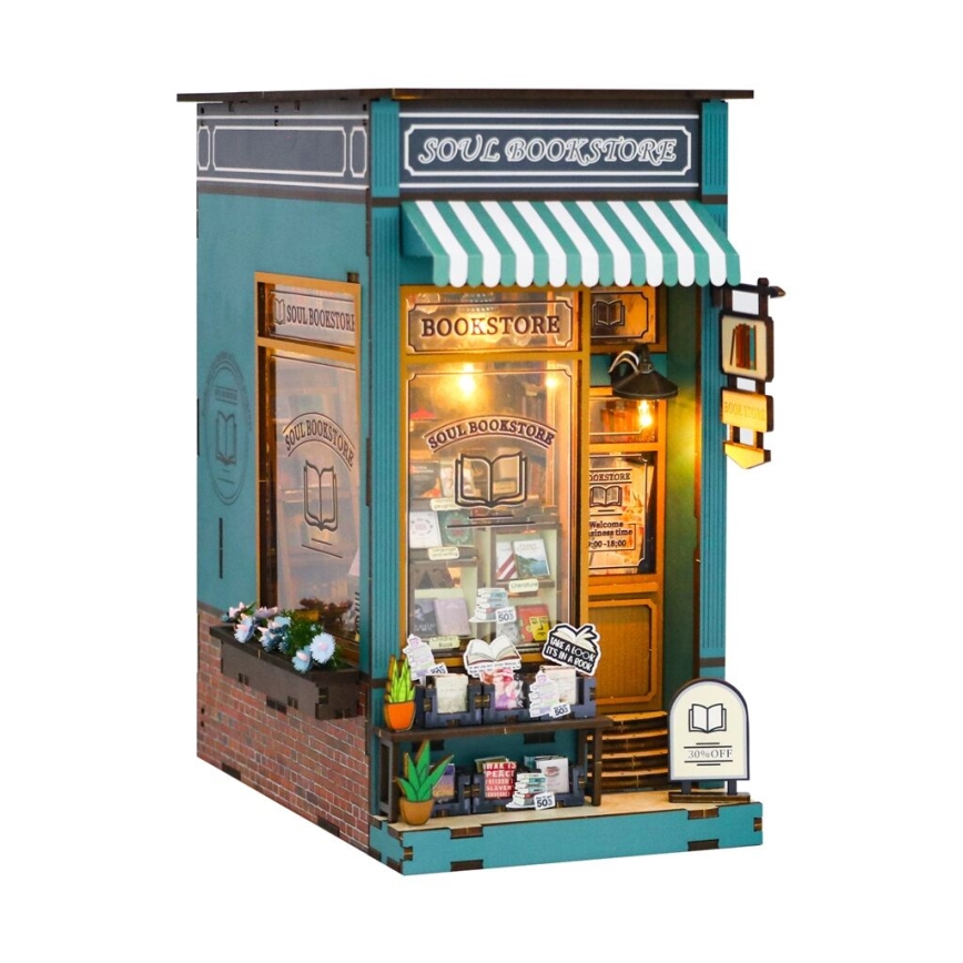 2Kids Toys - 3D puzzel LED Boekensteun Boekhandel Ziel 2xAAA