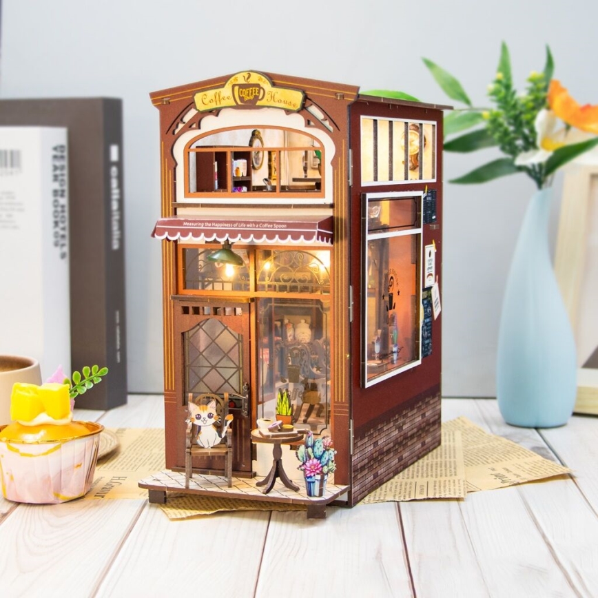 2Kids Toys - 3D puzzel LED Boekensteun Café 2xAAA
