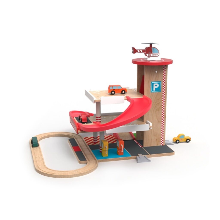 2Kids Toys - Garage en bois avec voie ferrée