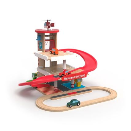 2Kids Toys - Garage en bois avec voie ferrée