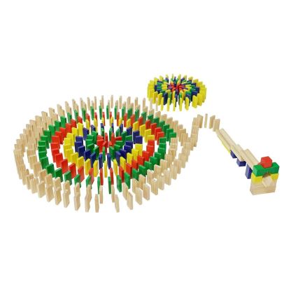 2Kids Toys - Gekleurde houten dominostenen, set van 400 stuks