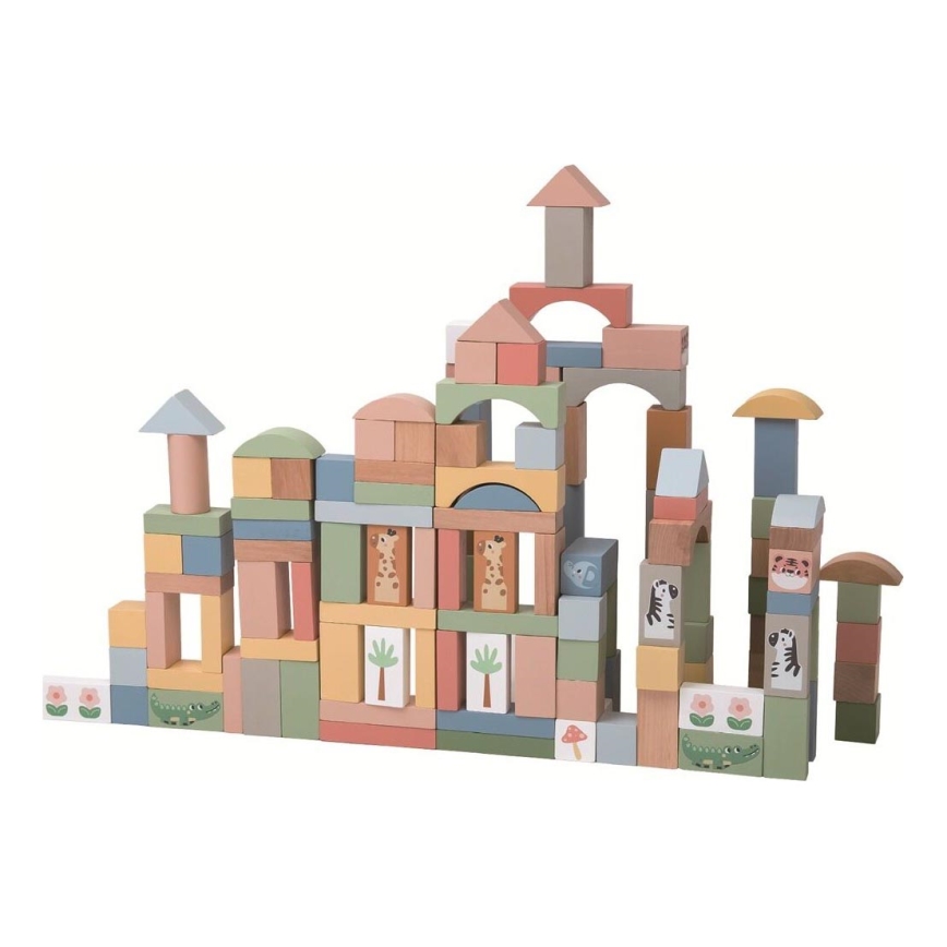 2Kids Toys - Houten Safari Blokken met Dieren 120 stuks