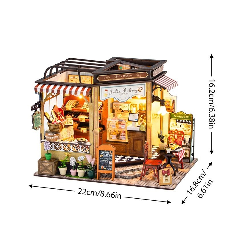 2Kids Toys - Miniatuur van het huisje Juliino Bakkerij 2xAAA