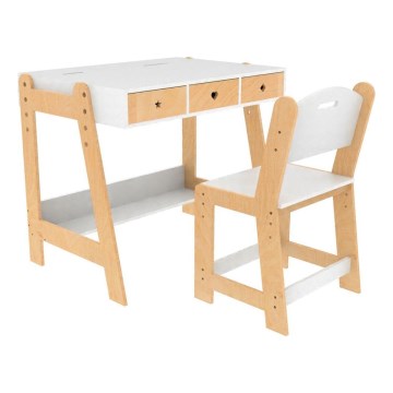 2Kids Toys - Verstelbaar kinderbureau met stoel, hout/wit