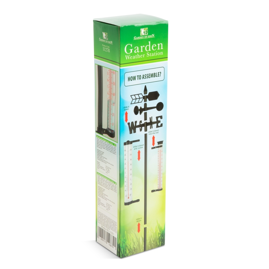 3-in-1 tuinweerstation 145 cm zwart
