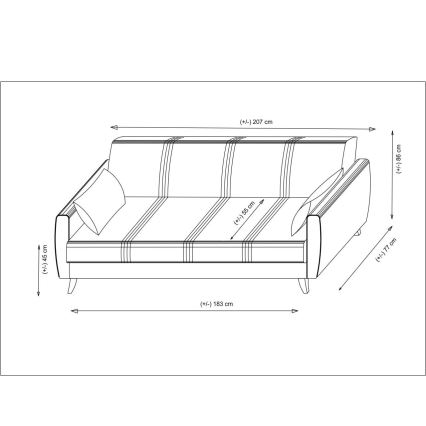 3-zits slaapbank KORFU beige