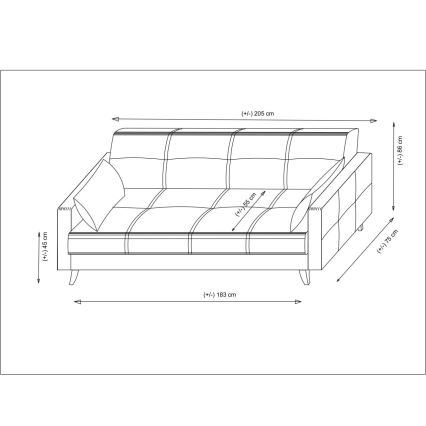 3-zits slaapbank KORFU donkergrijs