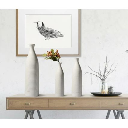 33 cm White Keramiek Vaas