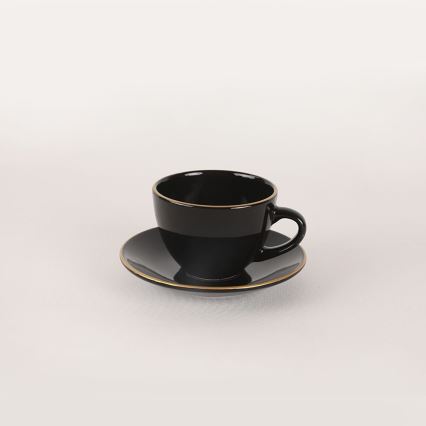 44-delige eettafelset, zwart/goud, steengoed