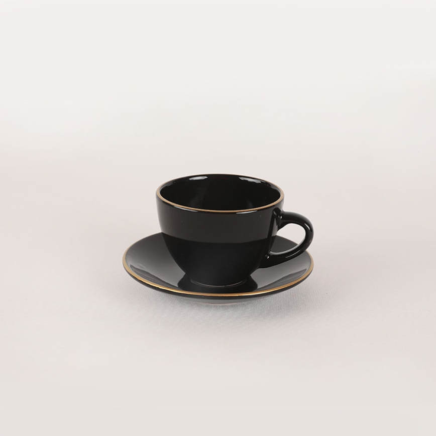 44-delige eettafelset, zwart/goud, steengoed