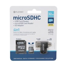 4in1 MicroSDHC 32GB + SD-adapter + MicroSD-kaartlezer + OTG-adapter