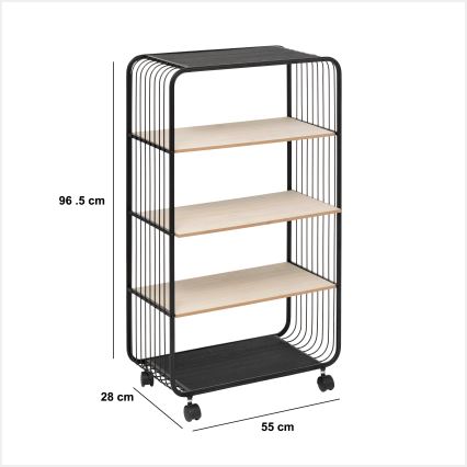 5five - Table d'appoint/étagère mobile COLGE 97x55 cm noir/beige