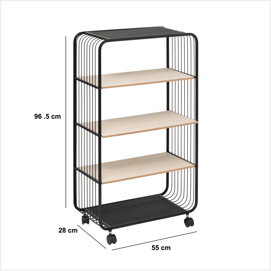 5five - Table d'appoint/étagère mobile COLGE 97x55 cm noir/beige
