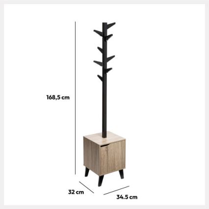 5five - Vrijstaande kapstok RAME 169x35 cm zwart/bruin