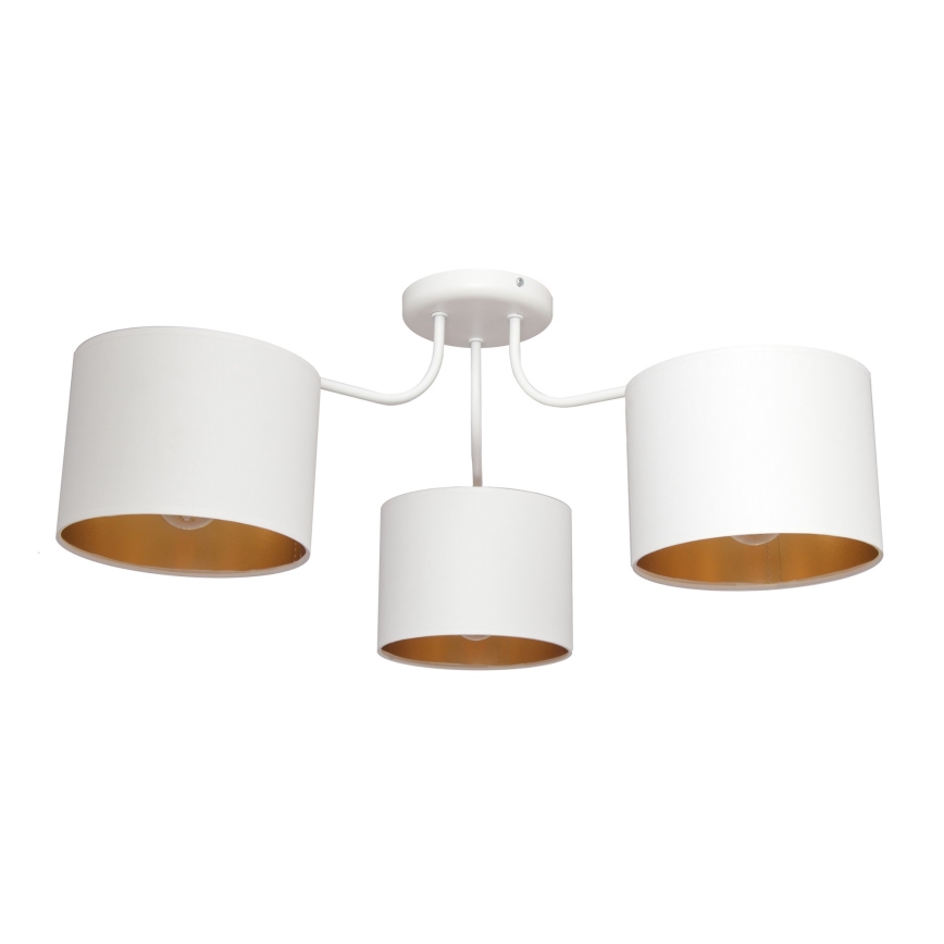 Aan plafond gevestigde hanglamp ALBA 3xE27/15W/230V wit/gouden
