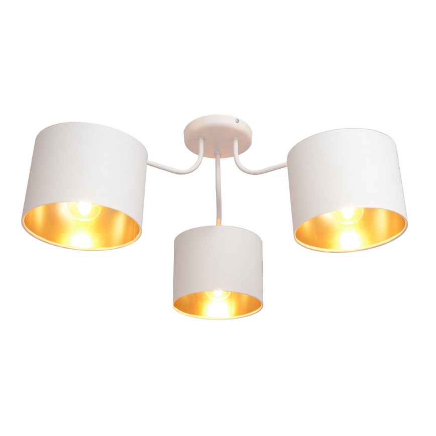 Aan plafond gevestigde hanglamp ALBA 3xE27/15W/230V wit/gouden