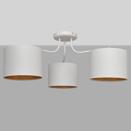 Aan plafond gevestigde hanglamp ALBA 3xE27/15W/230V wit/gouden