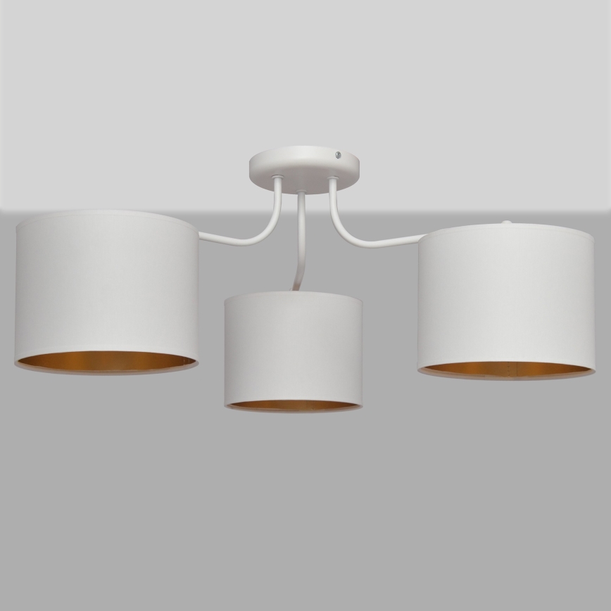 Aan plafond gevestigde hanglamp ALBA 3xE27/15W/230V wit/gouden