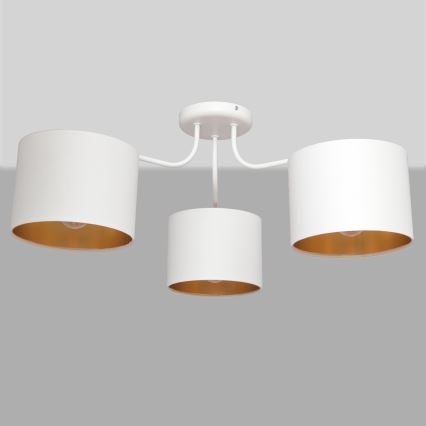 Aan plafond gevestigde hanglamp ALBA 3xE27/15W/230V wit/gouden
