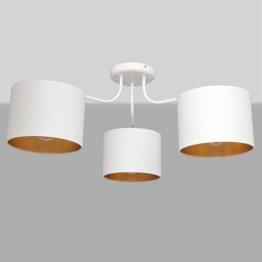 Aan plafond gevestigde hanglamp ALBA 3xE27/15W/230V wit/gouden