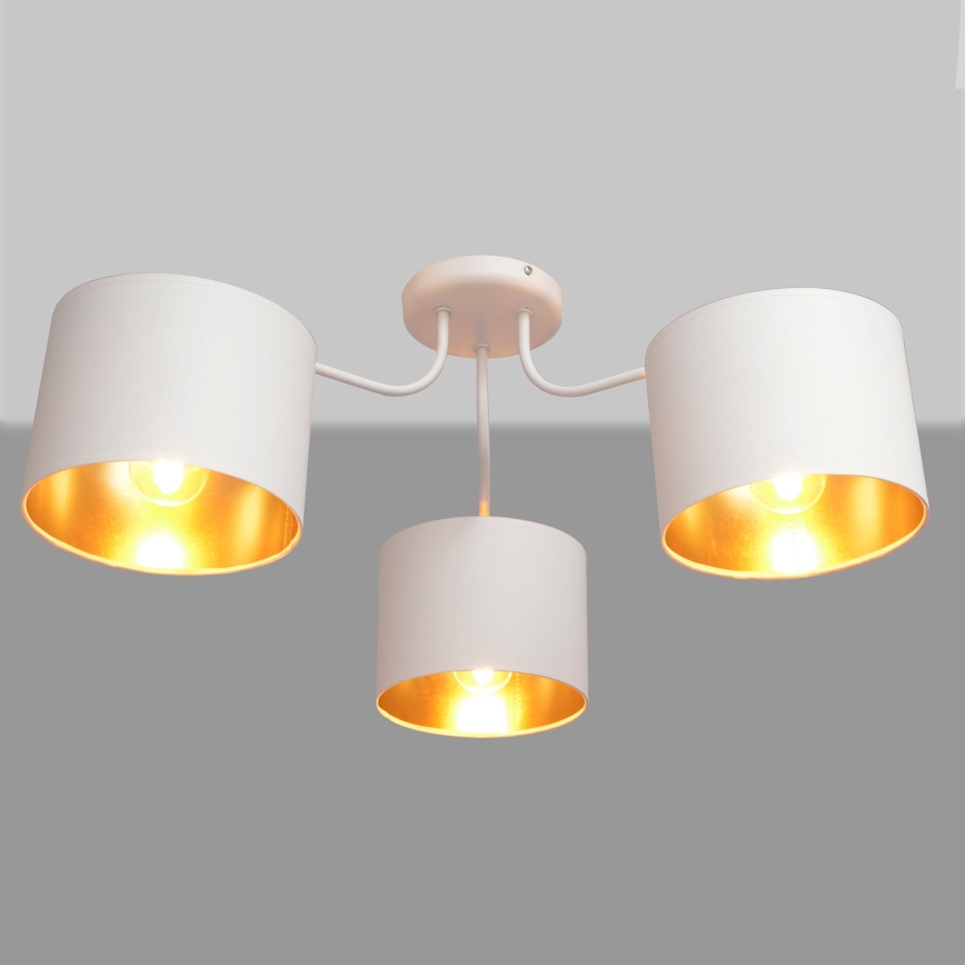 Aan plafond gevestigde hanglamp ALBA 3xE27/15W/230V wit/gouden